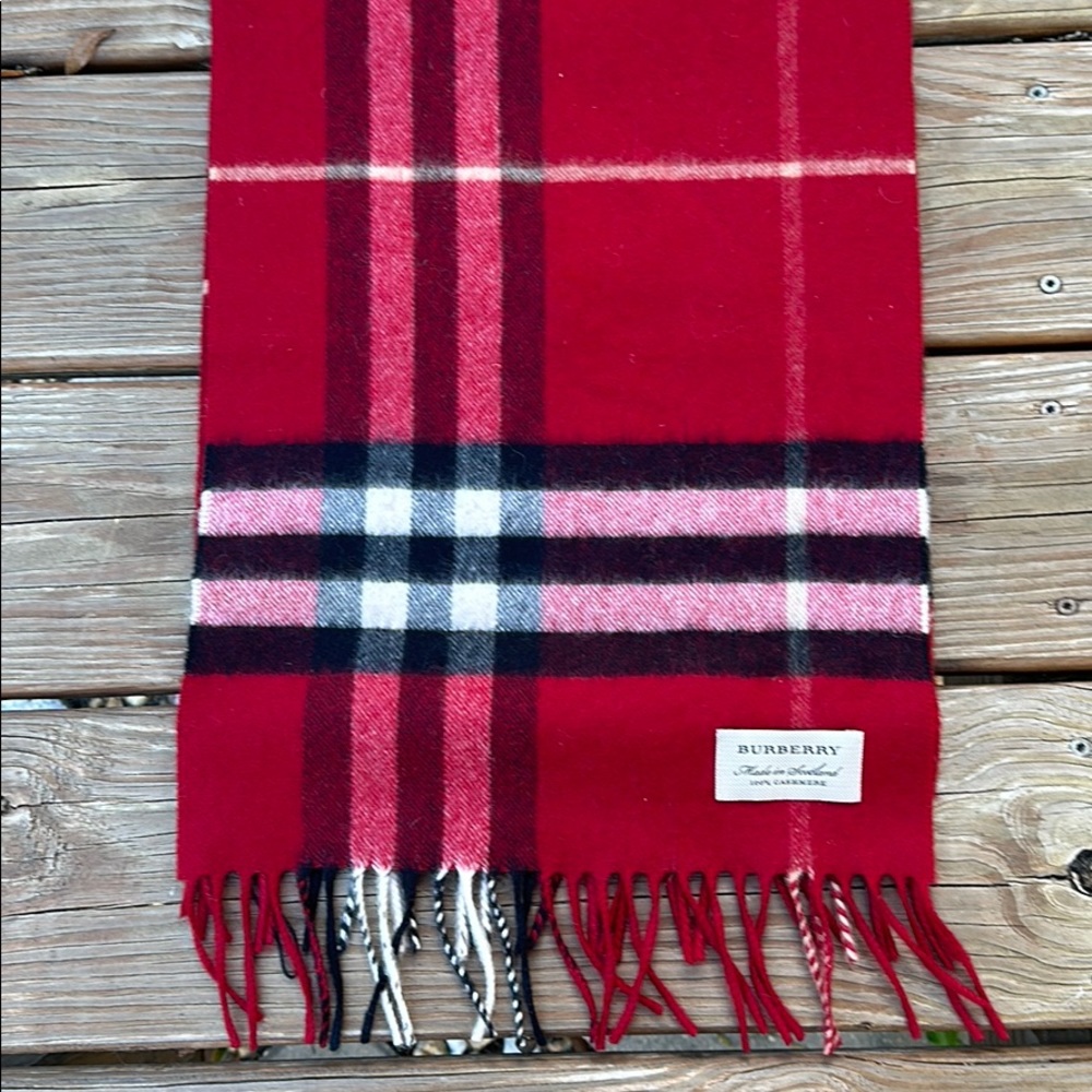Burberry Red Plaid Cashmere Scarf - NWOT
